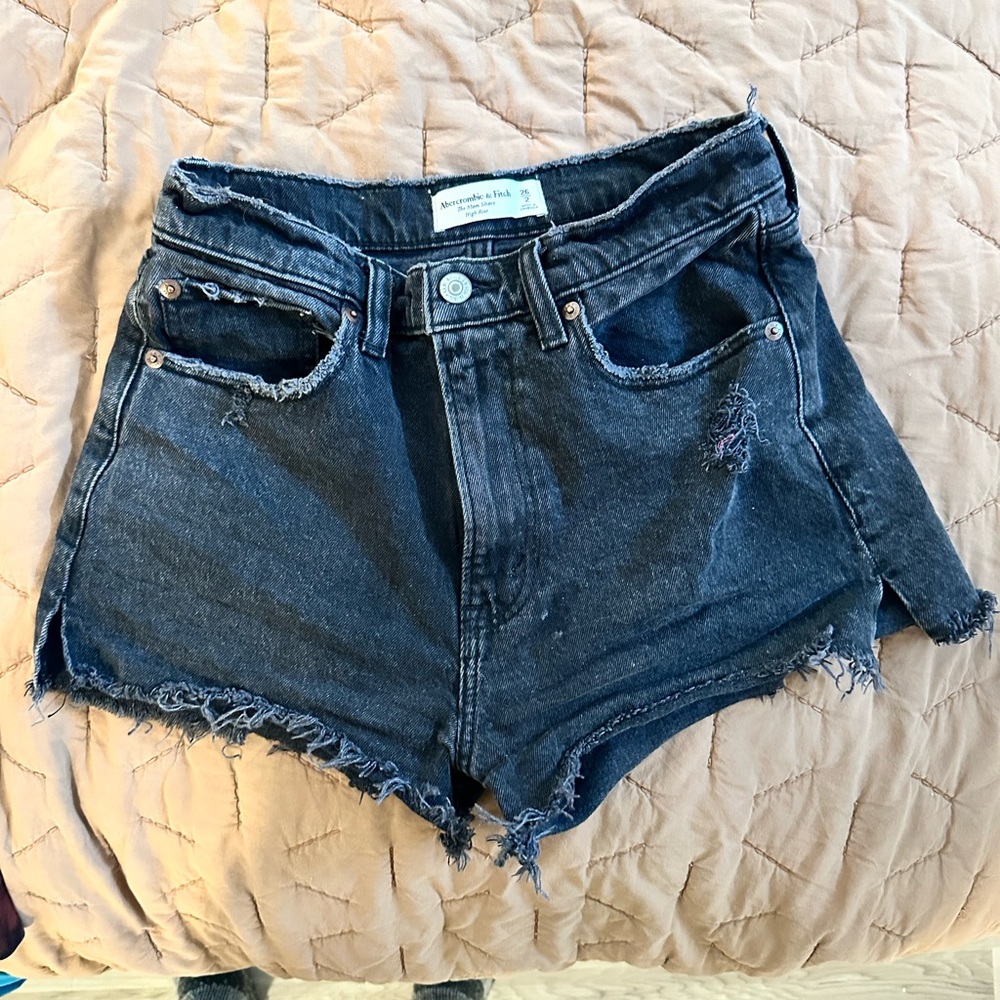 Abercrombie & Fitch Blue Jean Shorts High-Waisted Distressed